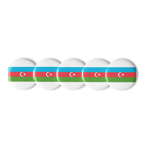National Flag Buttons - Collection 1 Azerbaijan / 2.25 / White