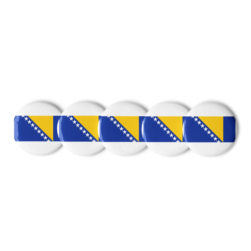 National Flag Buttons - Collection 1 Bosnia & Herzegovina / 2.25 / White