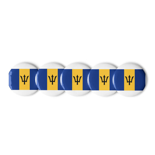 National Flag Buttons - Collection 1 Barbados / 2.25 / White