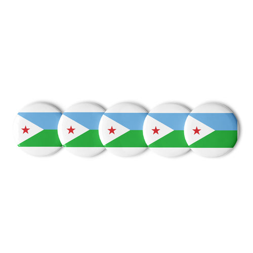 National Flag Buttons - Collection 1 Djibouti / 2.25 / White