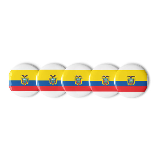 National Flag Buttons - Collection 1 Ecuador / 2.25 / White