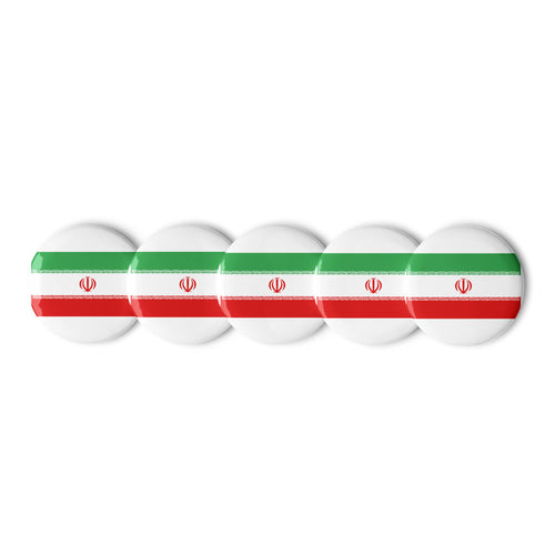 National Flag Buttons - Collection 1 Iran / 2.25 / White