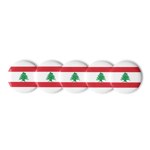 National Flag Buttons - Collection 1 Lebanon / 2.25 / White