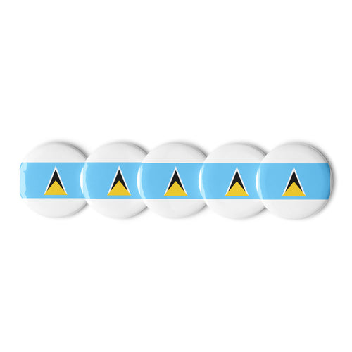 National Flag Buttons - Collection 1 St. Lucia / 2.25 / White