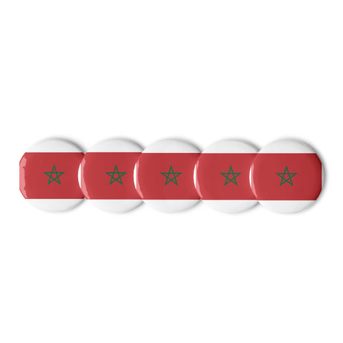 National Flag Buttons - Collection 2 Morocco / 2.25 / White
