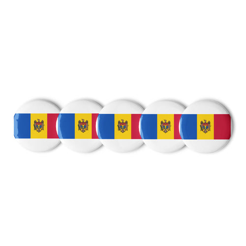 National Flag Buttons - Collection 2 Moldova / 2.25 / White