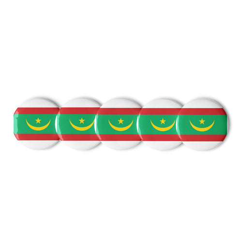 National Flag Buttons - Collection 2 Mauritania / 2.25 / White