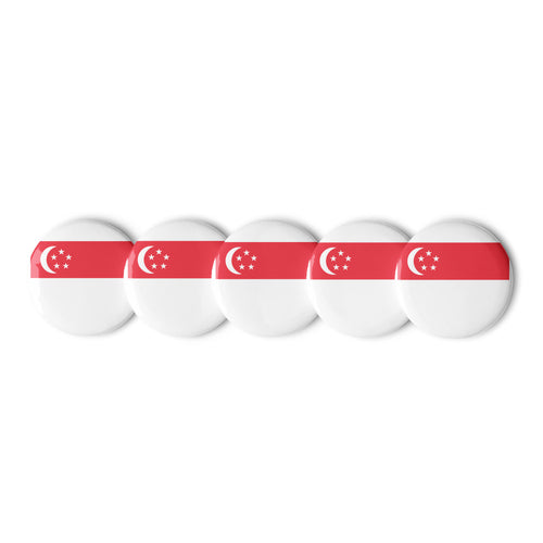 National Flag Buttons - Collection 2 Singapore / 2.25 / White