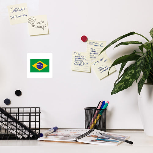 National Flag Magnets - Collection 1 Brazil / 4x4 / White