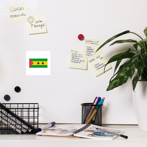 National Flag Magnets - Collection 2 Sao Tome & Principe / 4x4 / White