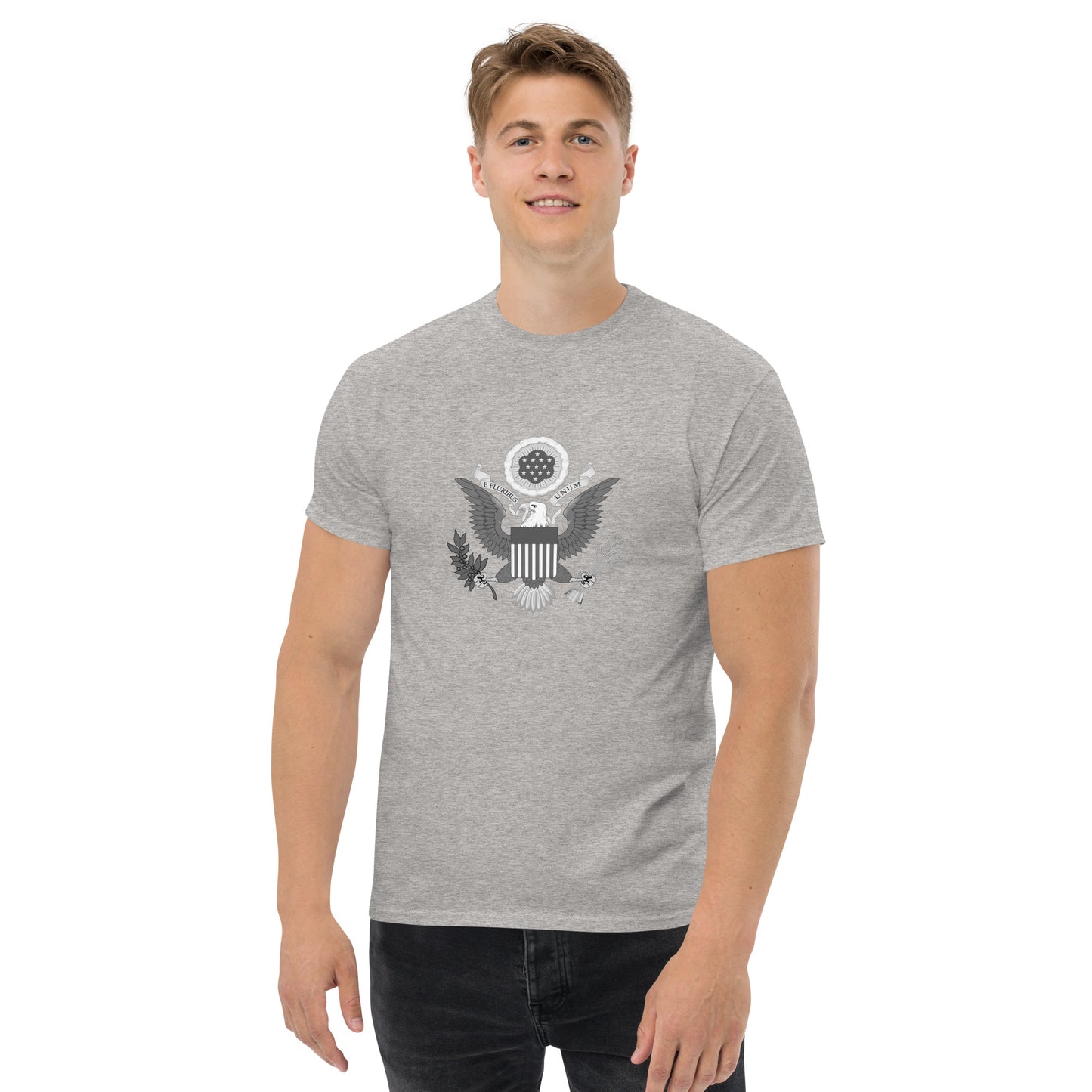 Grey Crest T-shirt | Sleek United States Emblem Tee