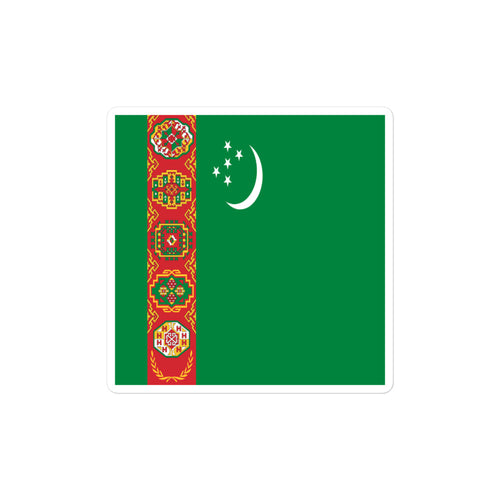 National Flag Stickers - Collection 9 Turkmenistan / 2x2 / Satin
