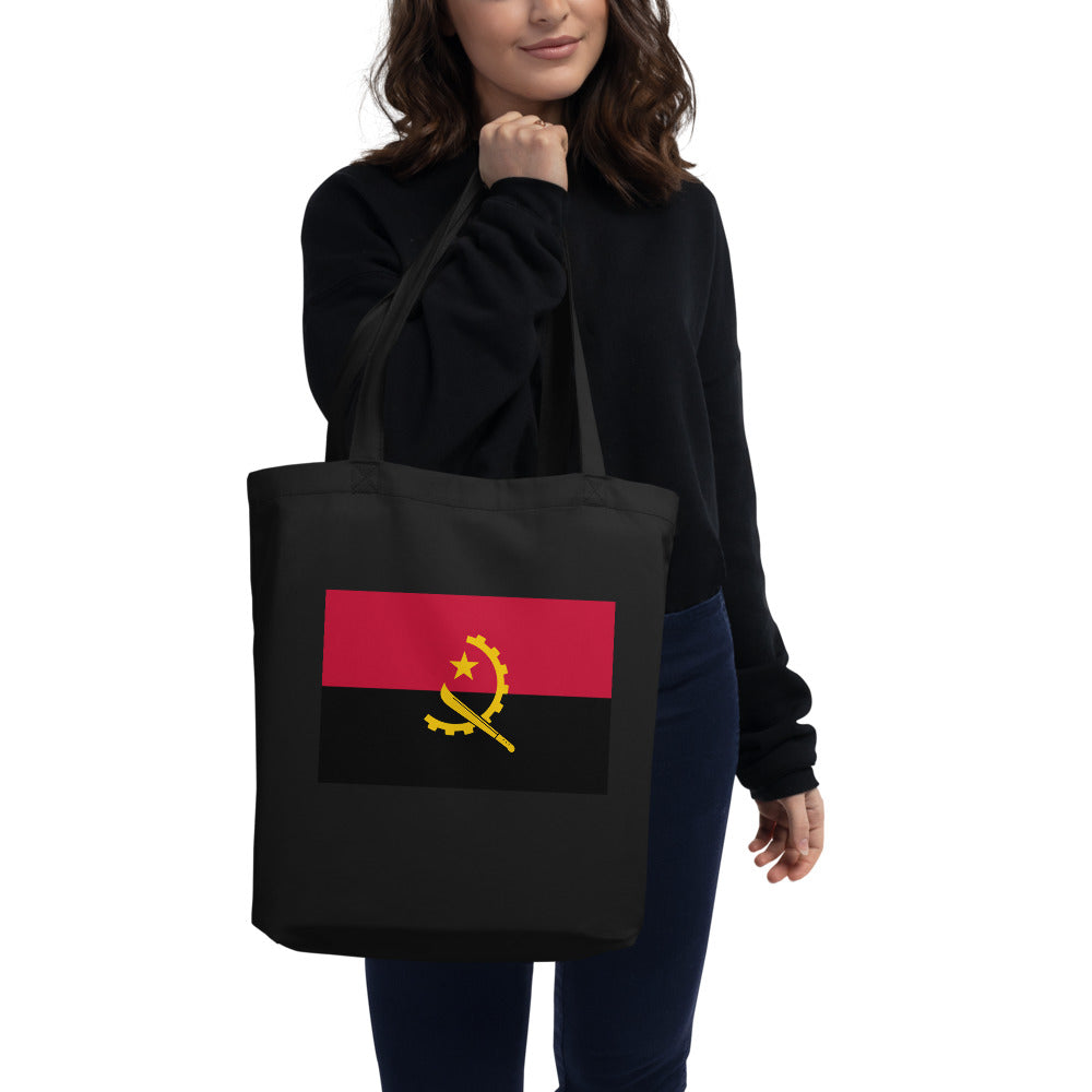 National Flag Tote Bags - Collection 1 Angola tote-black
