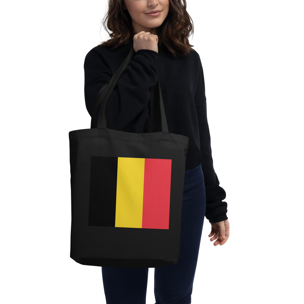 National Flag Tote Bags - Collection 1 Belgium tote-black