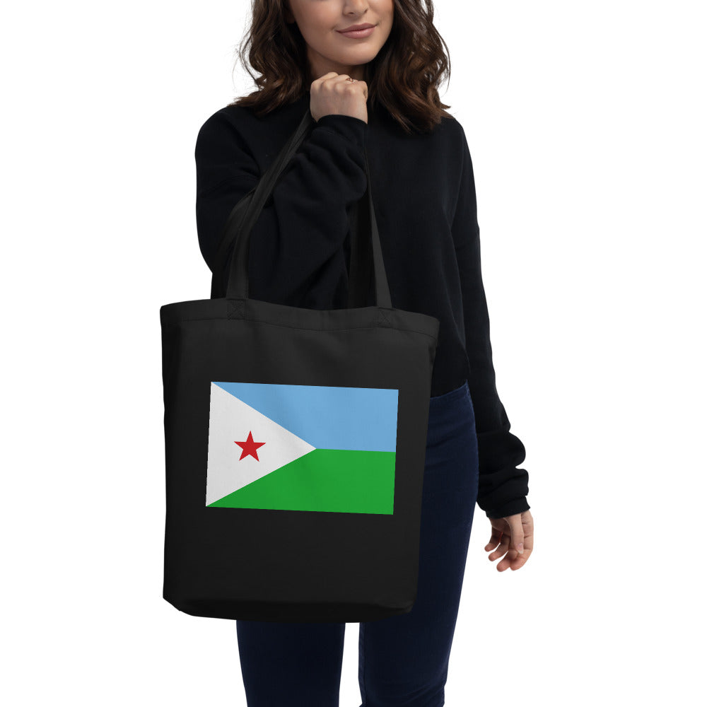 National Flag Tote Bags - Collection 1 Djibouti tote-black