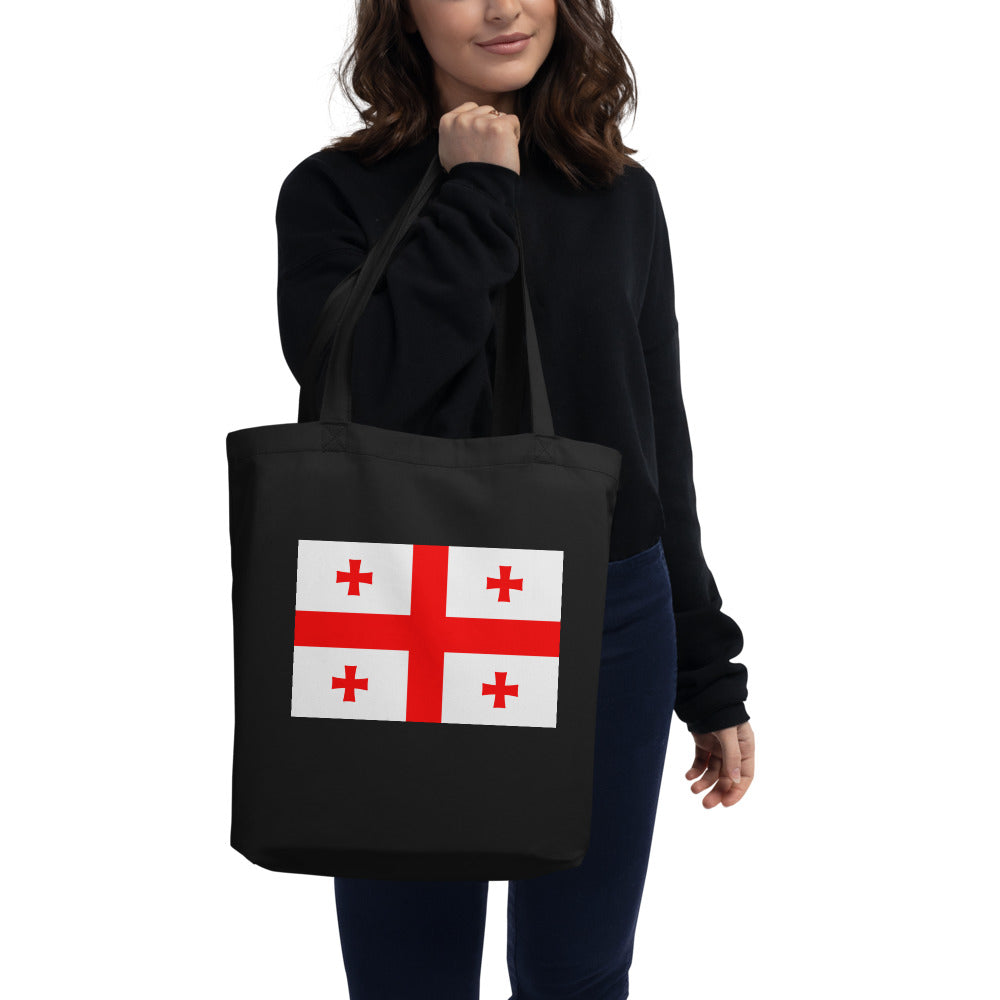 National Flag Tote Bags - Collection 2 Georgia tote-black
