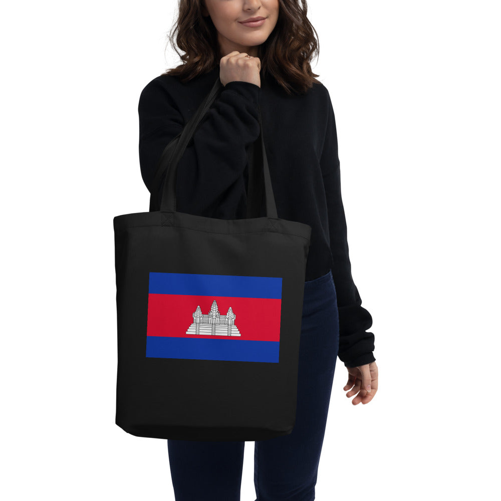 National Flag Tote Bags - Collection 2 Cambodia tote-black