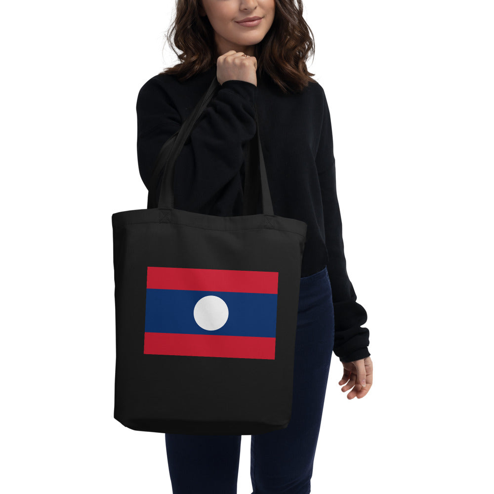 National Flag Tote Bags - Collection 2 Laos tote-black