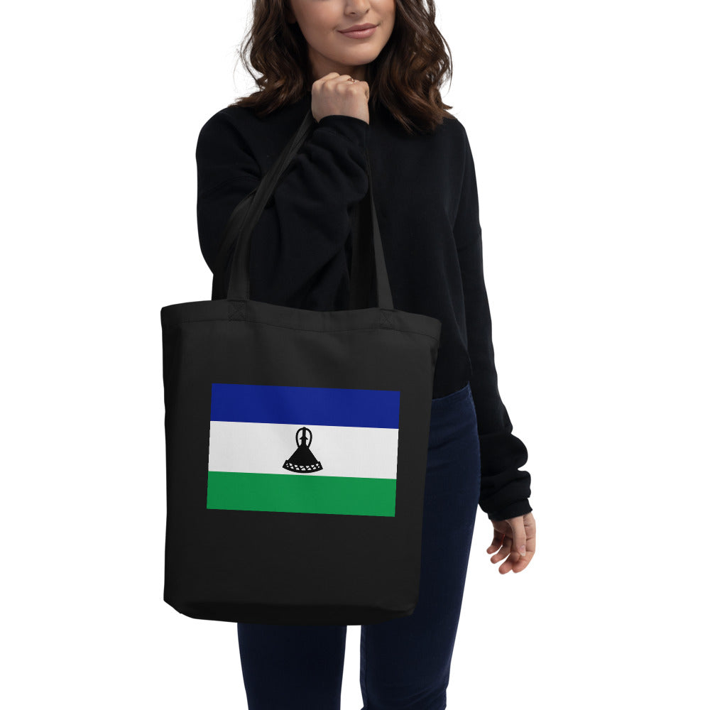 National Flag Tote Bags - Collection 3 Lesotho tote-black