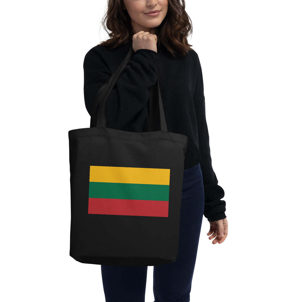 National Flag Tote Bags - Collection 3 Lithuania tote-black