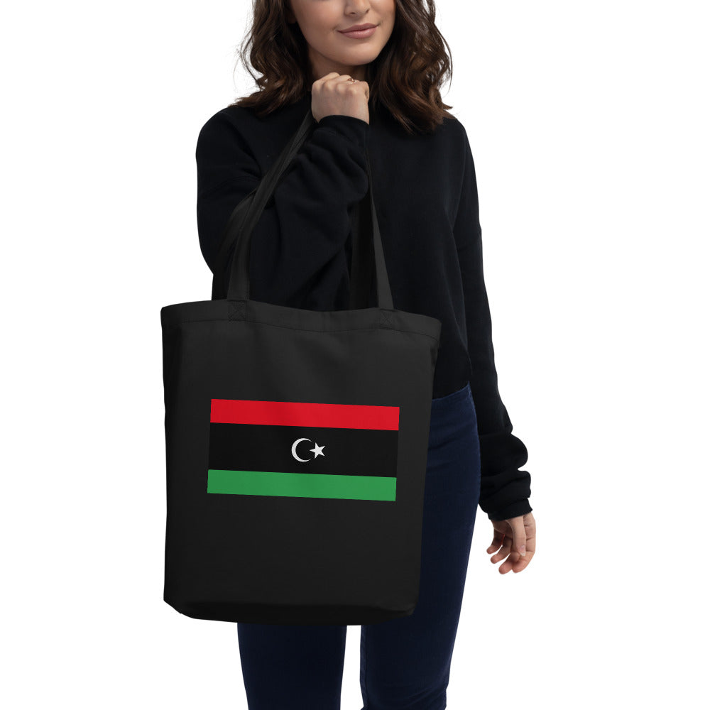 National Flag Tote Bags - Collection 3 Libya tote-black