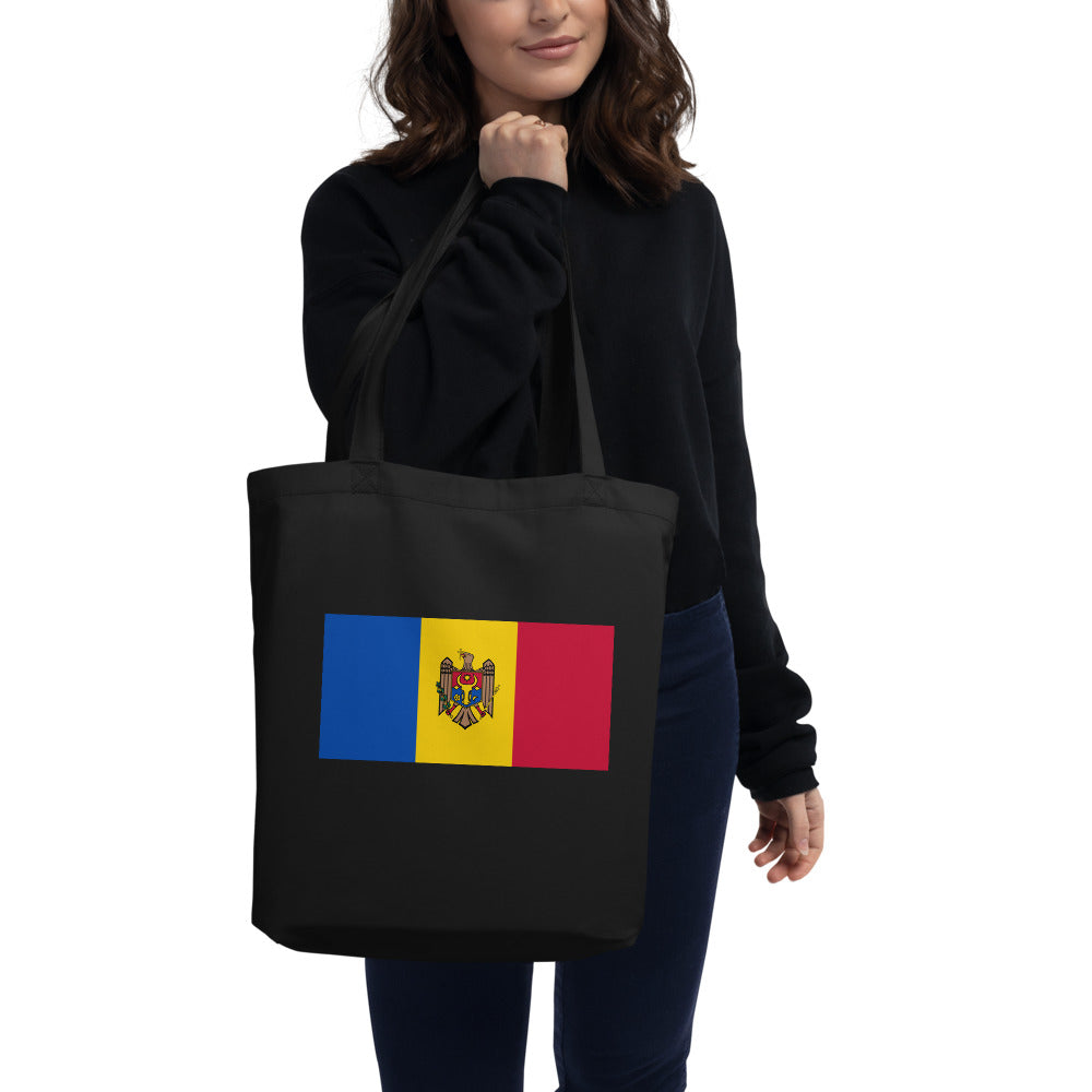 National Flag Tote Bags - Collection 3 Moldova tote-black