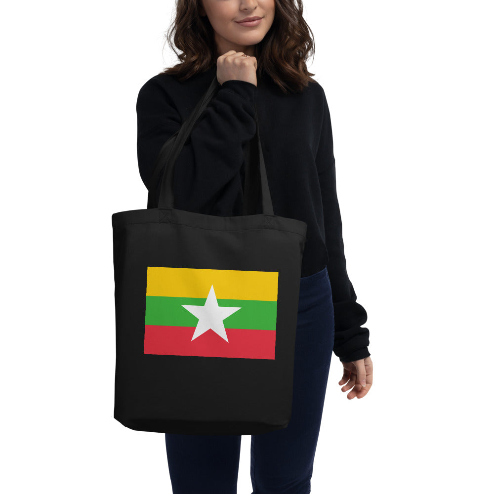 National Flag Tote Bags - Collection 3 Myanmar tote-black
