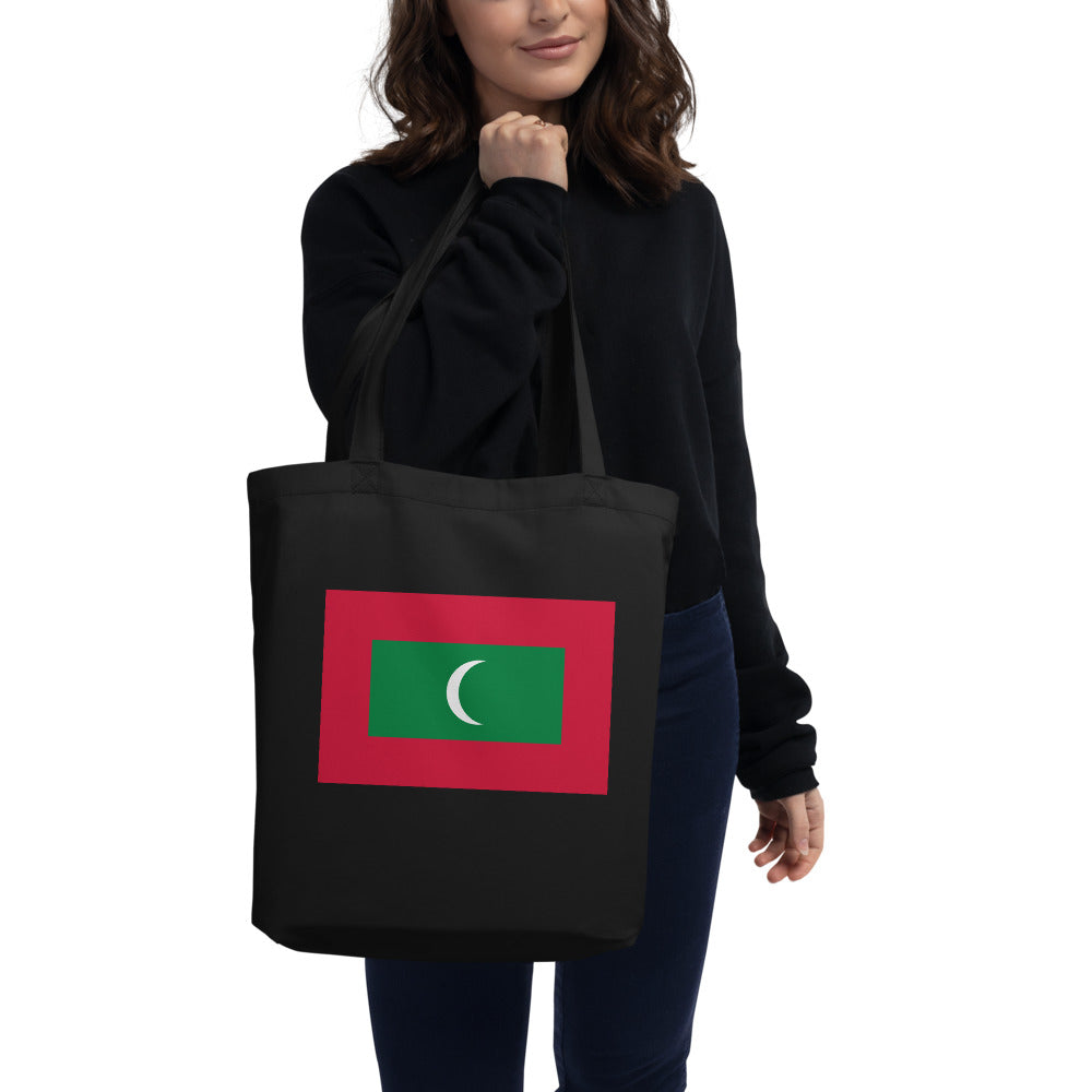 National Flag Tote Bags - Collection 3 Maldives tote-black