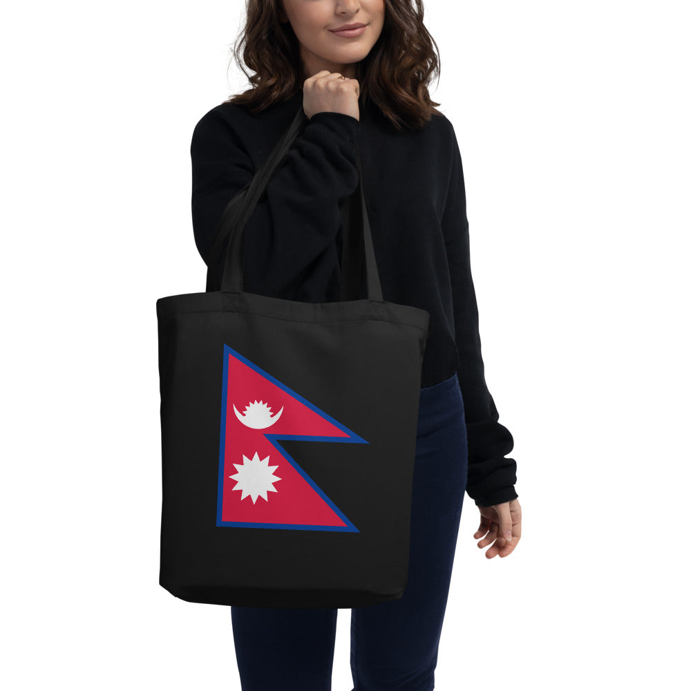 National Flag Tote Bags - Collection 3 Nepal tote-black