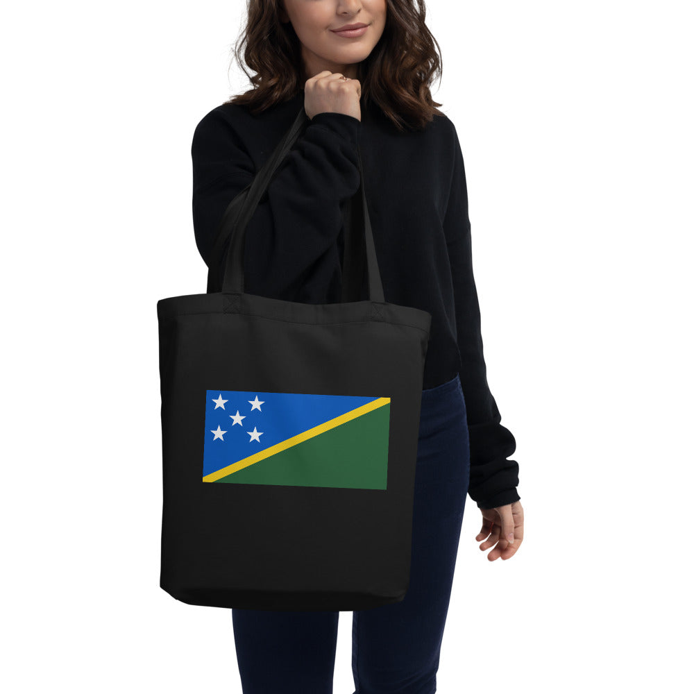 National Flag Tote Bags - Collection 4 Solomon Islands tote-black