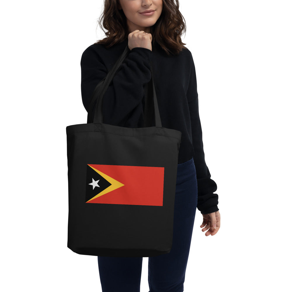 National Flag Tote Bags - Collection 4 Timor-Leste tote-black