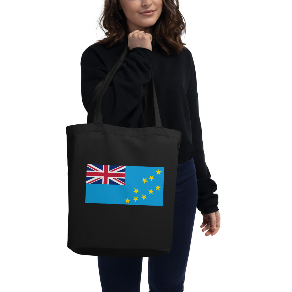 National Flag Tote Bags - Collection 4 Tuvalu tote-black