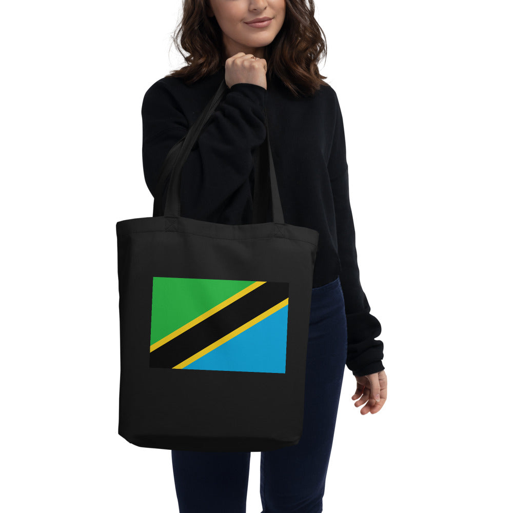 National Flag Tote Bags - Collection 4 Tanzania tote-black