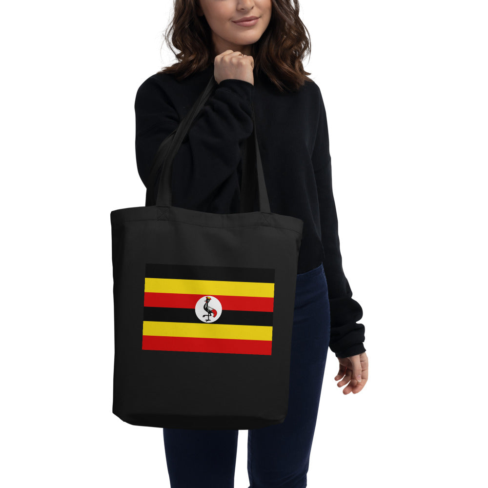 National Flag Tote Bags - Collection 4 Uganda tote-black