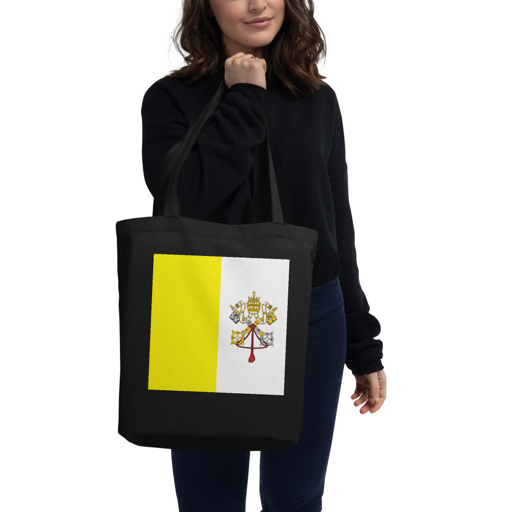 National Flag Tote Bags - Collection 4 Vatican City tote-black