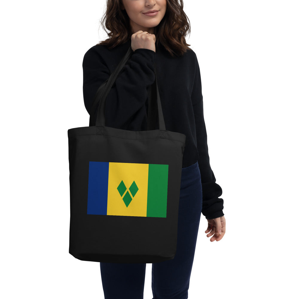 National Flag Tote Bags - Collection 4 St. Vincent & Grenadines tote-black