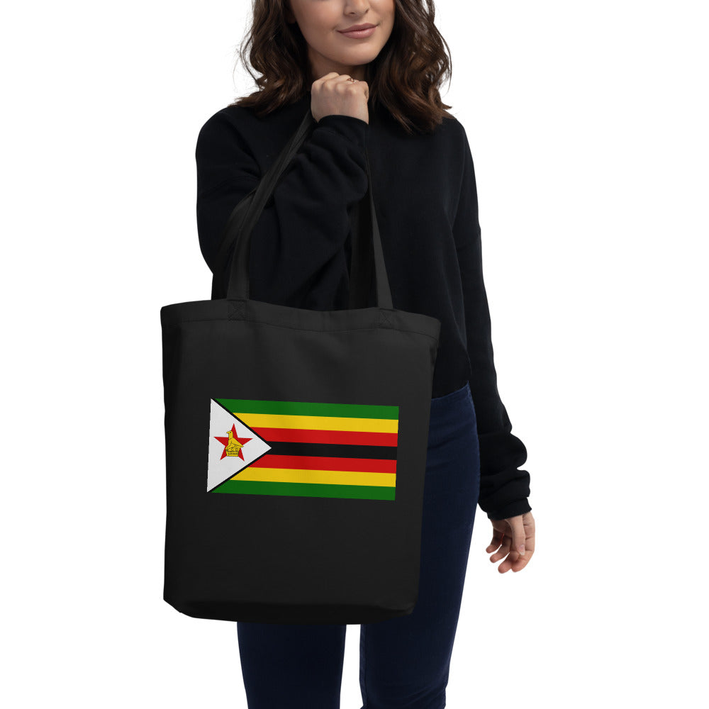 National Flag Tote Bags - Collection 4 Zimbabwe tote-black