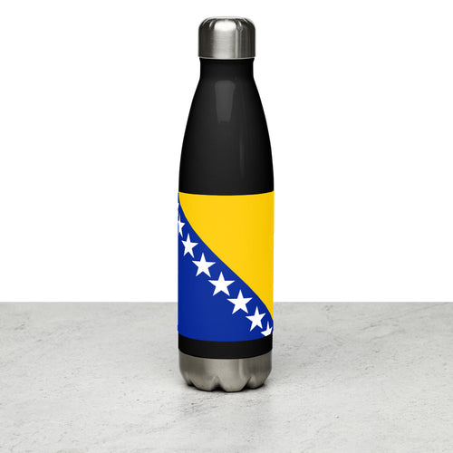 National Flag Water Bottles - Collection 1 Bosnia & Herzegovina / 17 oz / Black