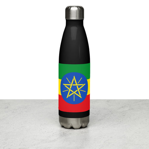 National Flag Water Bottles - Collection 2 Ethiopia / 17 oz / Black