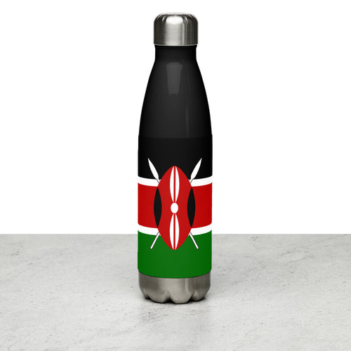 National Flag Water Bottles - Collection 2 Kenya / 17 oz / Black