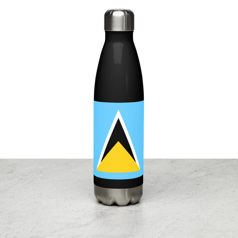 National Flag Water Bottles - Collection 2 St. Lucia water-bottle-black