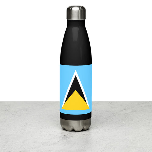 National Flag Water Bottles - Collection 2 St. Lucia / 17 oz / Black
