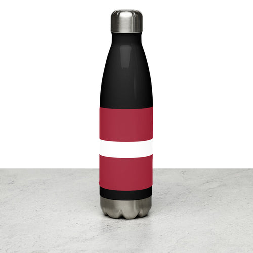 National Flag Water Bottles - Collection 3 Latvia / 17 oz / Black