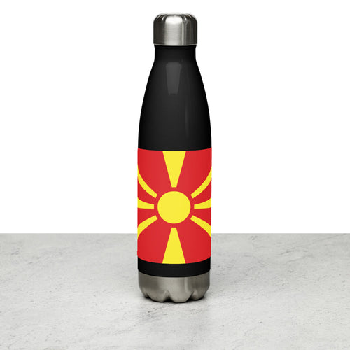 National Flag Water Bottles - Collection 3 North Macedonia / 17 oz / Black