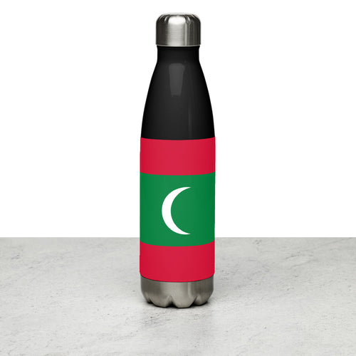 National Flag Water Bottles - Collection 3 Maldives / 17 oz / Black