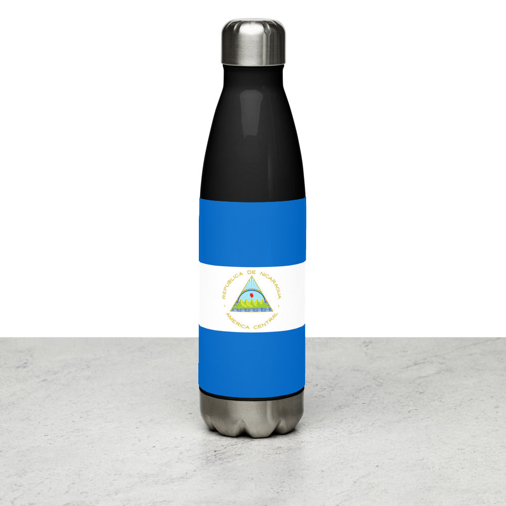 National Flag Water Bottles - Collection 3 Nicaragua water-bottle-black
