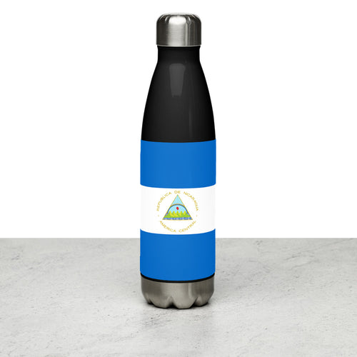 National Flag Water Bottles - Collection 3 Nicaragua / 17 oz / Black