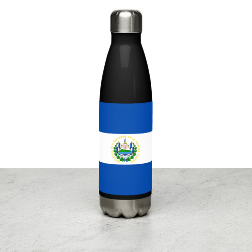 National Flag Water Bottles - Collection 4 El Salvador / 17 oz / Black