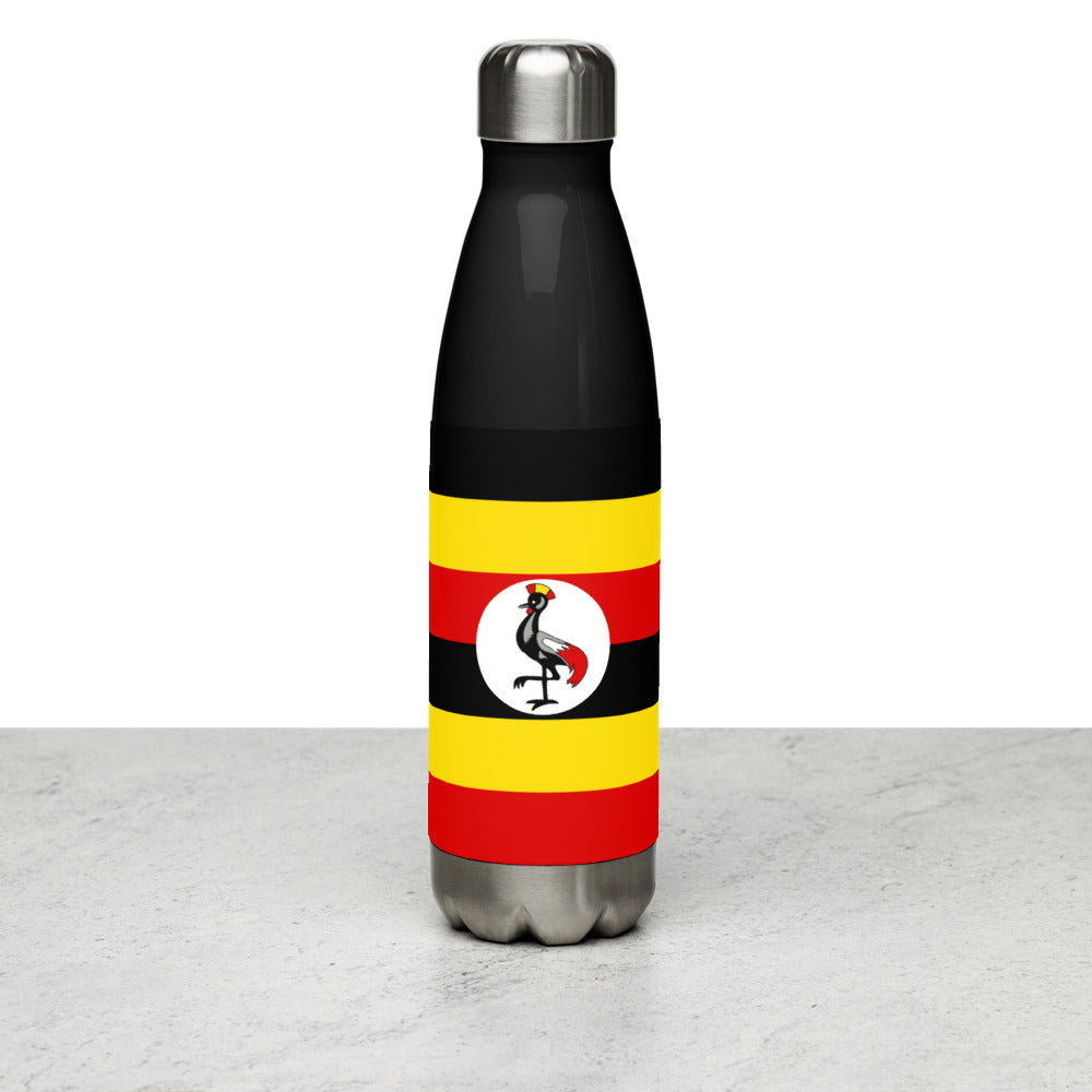 National Flag Water Bottles - Collection 4 Uganda water-bottle-black