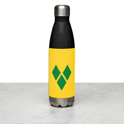 National Flag Water Bottles - Collection 4 St. Vincent & Grenadines / 17 oz / Black